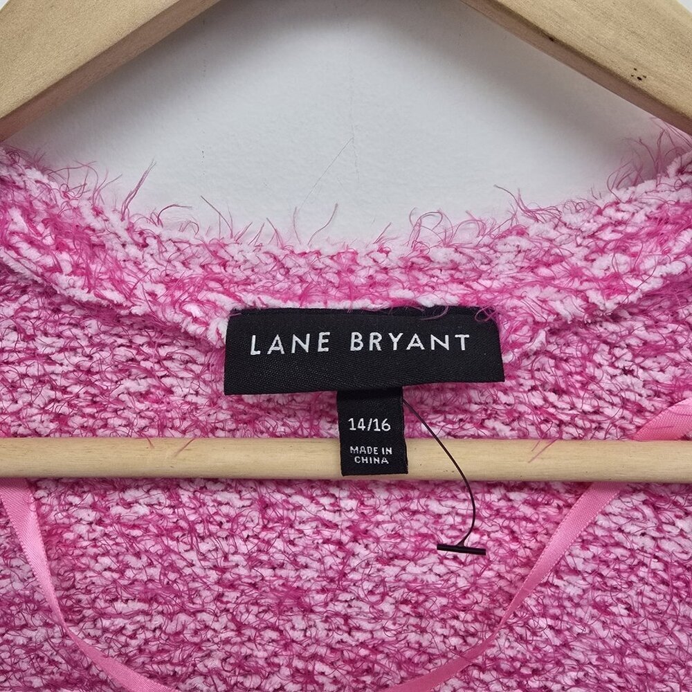 Lane Bryant Longline Eyelash Knit Open Front Cardigan 14/16 Hot Pink Fuzzy Cozy - Picture 3 of 7